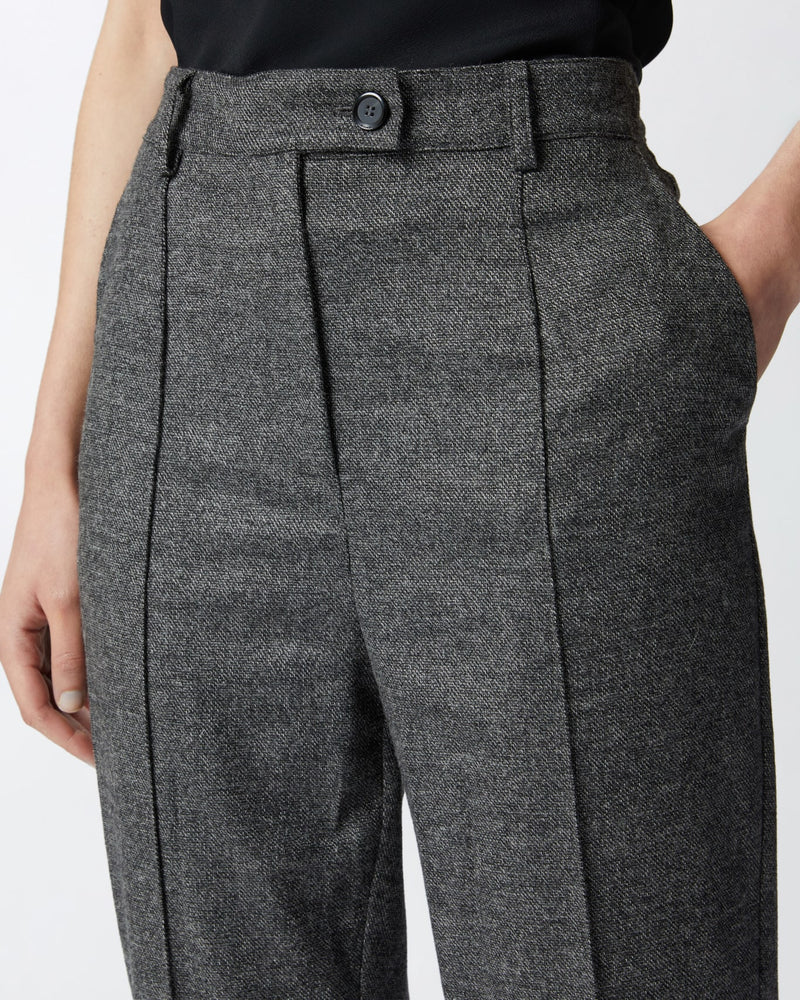 Textured grey flannel cigarette trousers