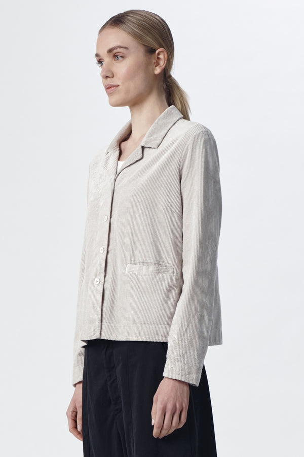 Jacket in stretch cotton and viscose corduroy