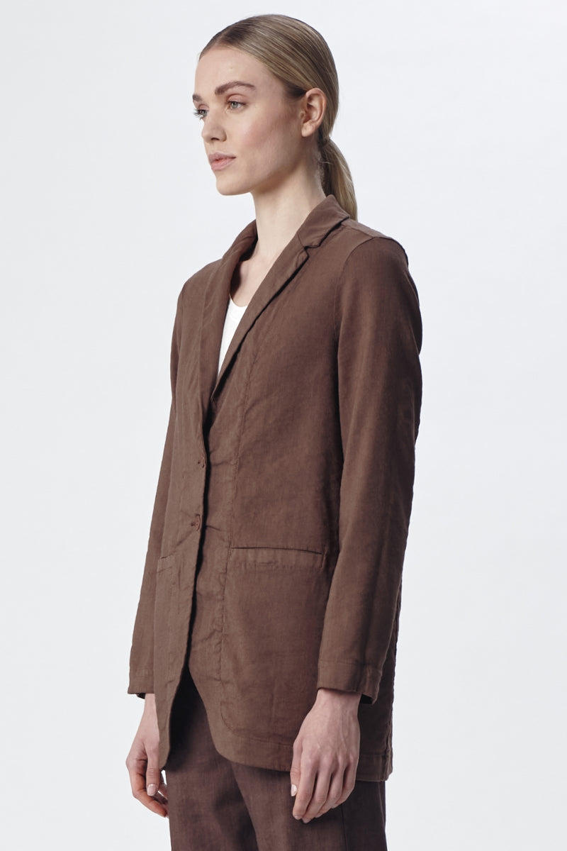 Wool linen Blazer Brown