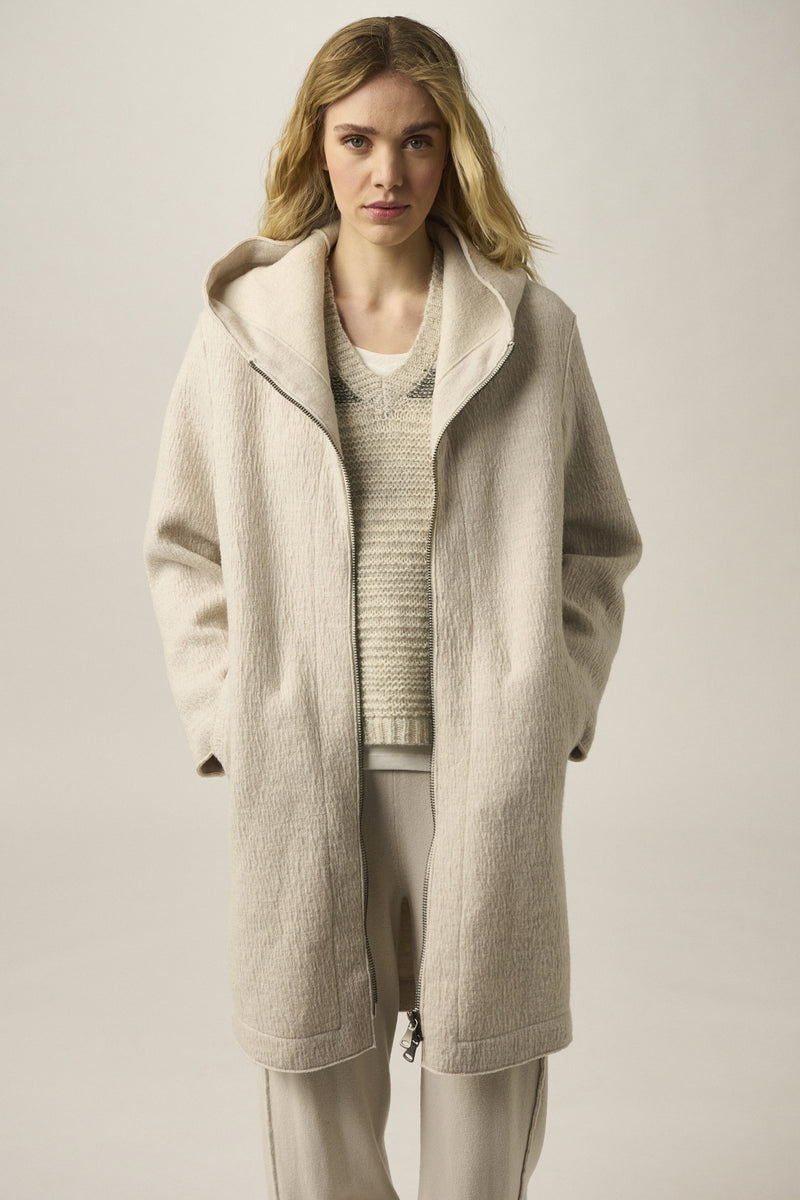 Comfort fit hooded jacket in boiled wool