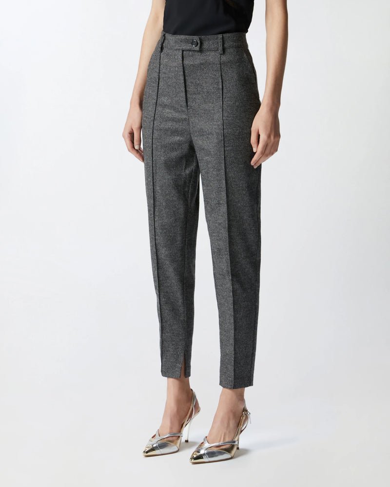 Textured grey flannel cigarette trousers