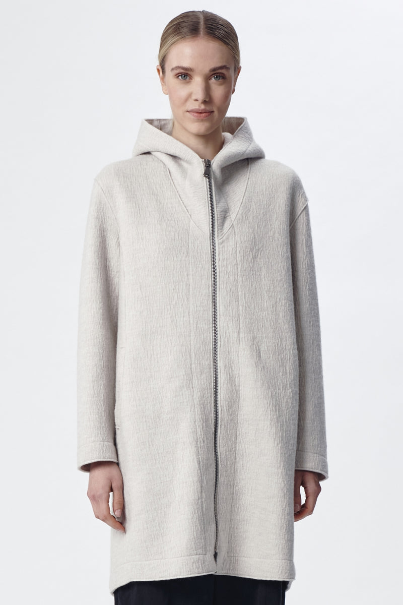 Comfort fit hooded jacket in boiled wool