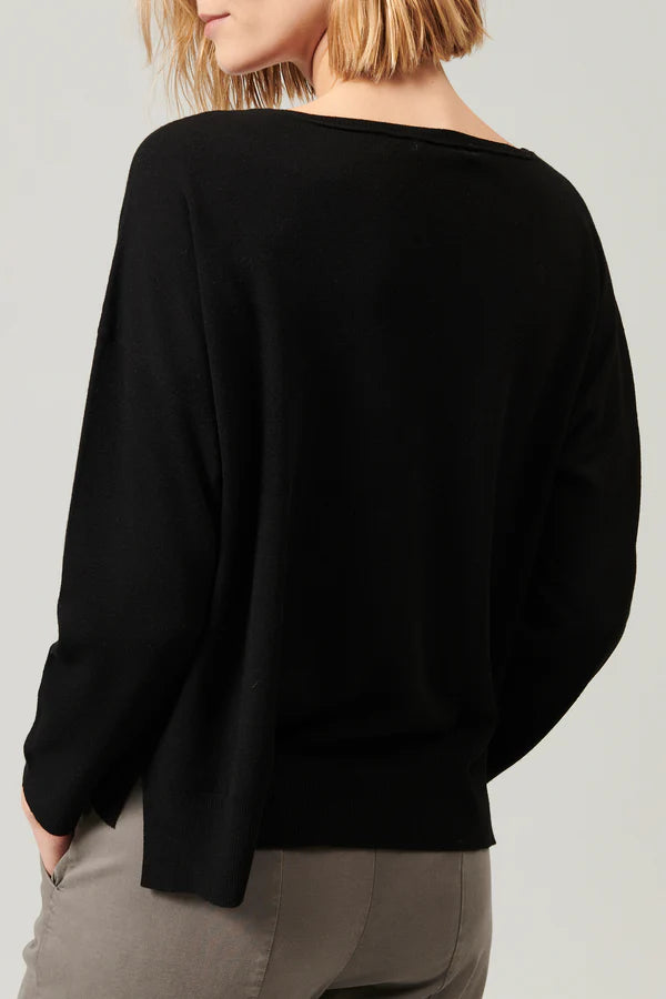 Oversized viscose and wool knit. boxed shaped, boat neck