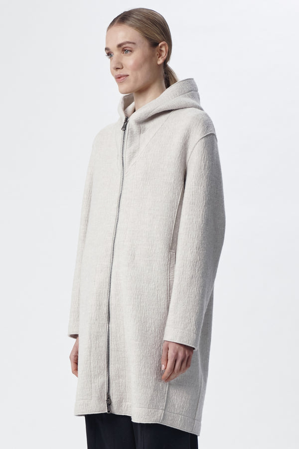 Comfort fit hooded jacket in boiled wool