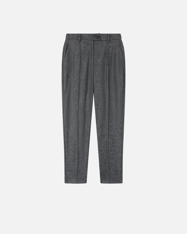 Textured grey flannel cigarette trousers