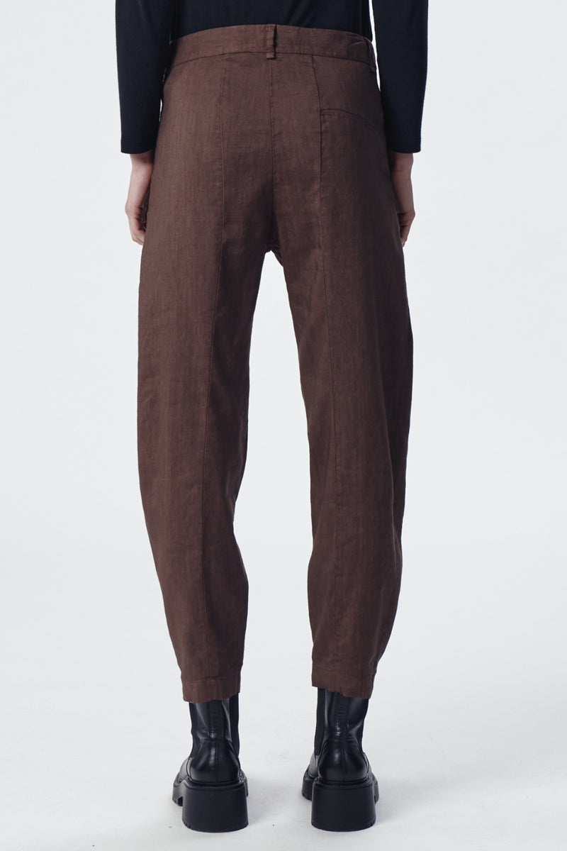 Comfort fit wool linen Trouser Brown