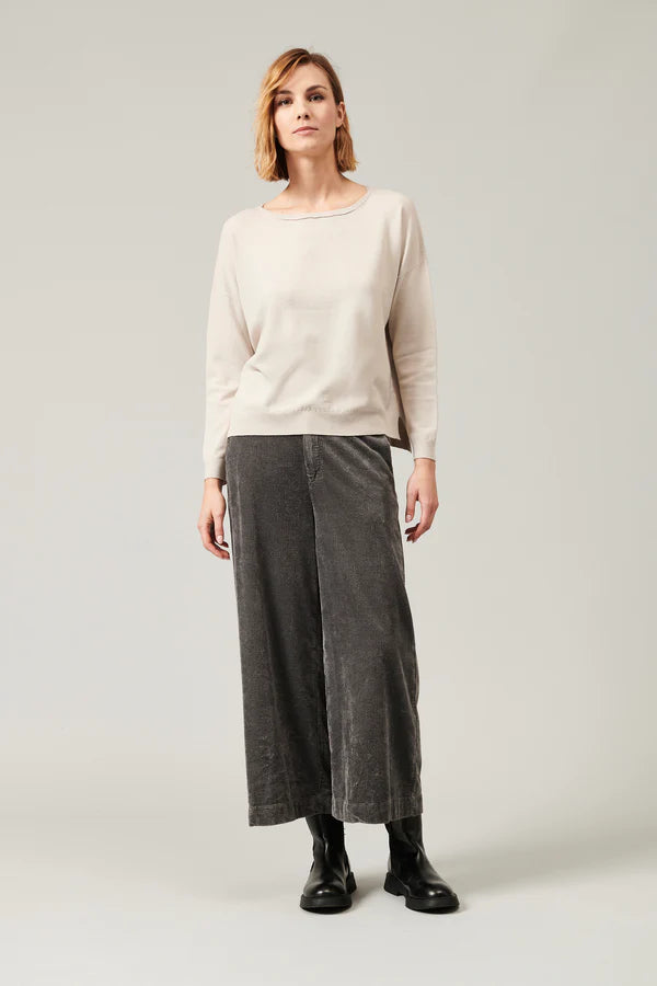 Oversized viscose and wool knit. boxed shaped, boat neck