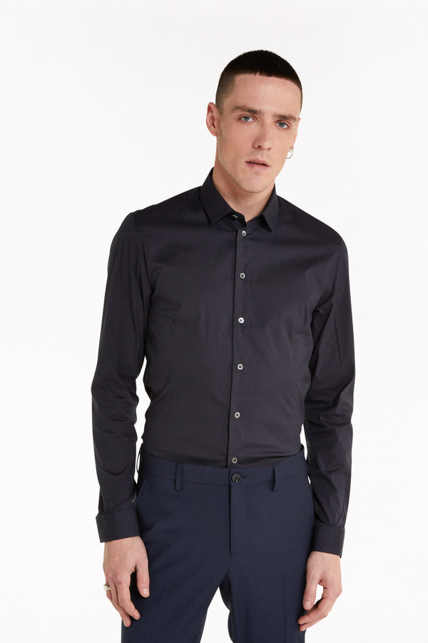 Cotton poplin shirt with stretch