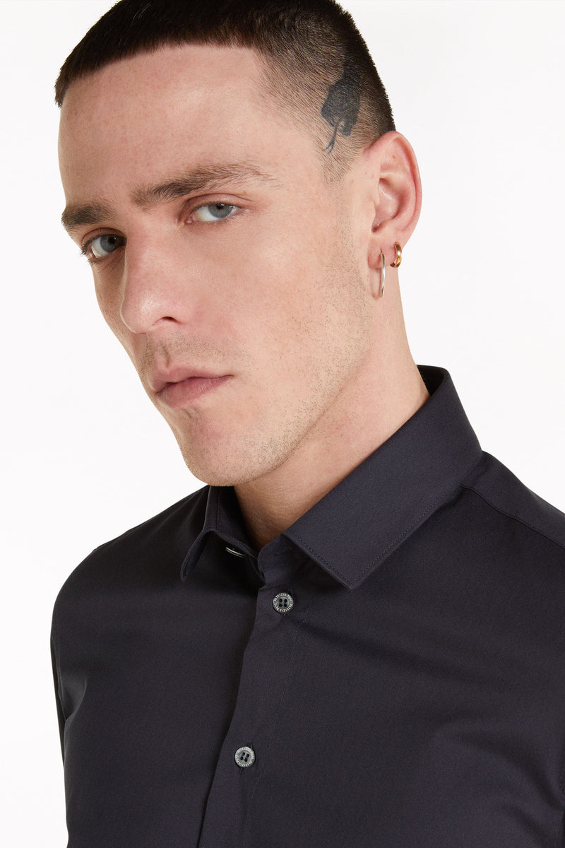 Cotton poplin shirt with stretch