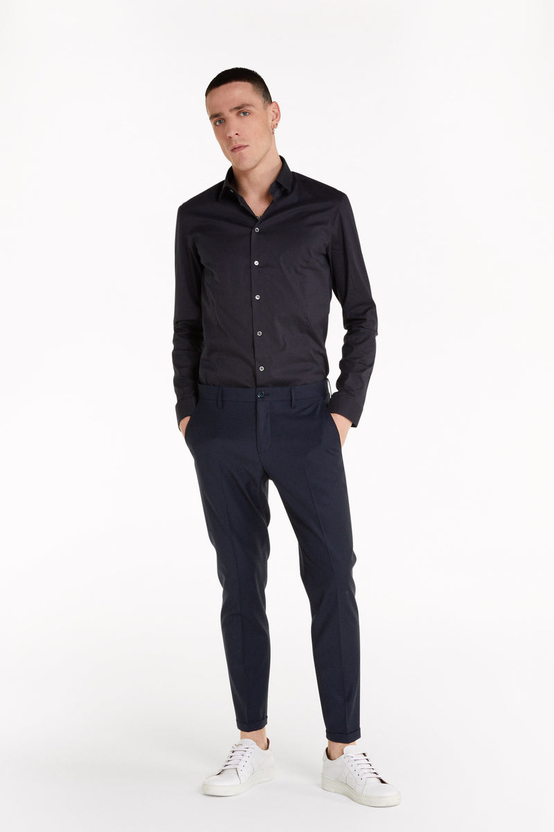 Cotton poplin shirt with stretch