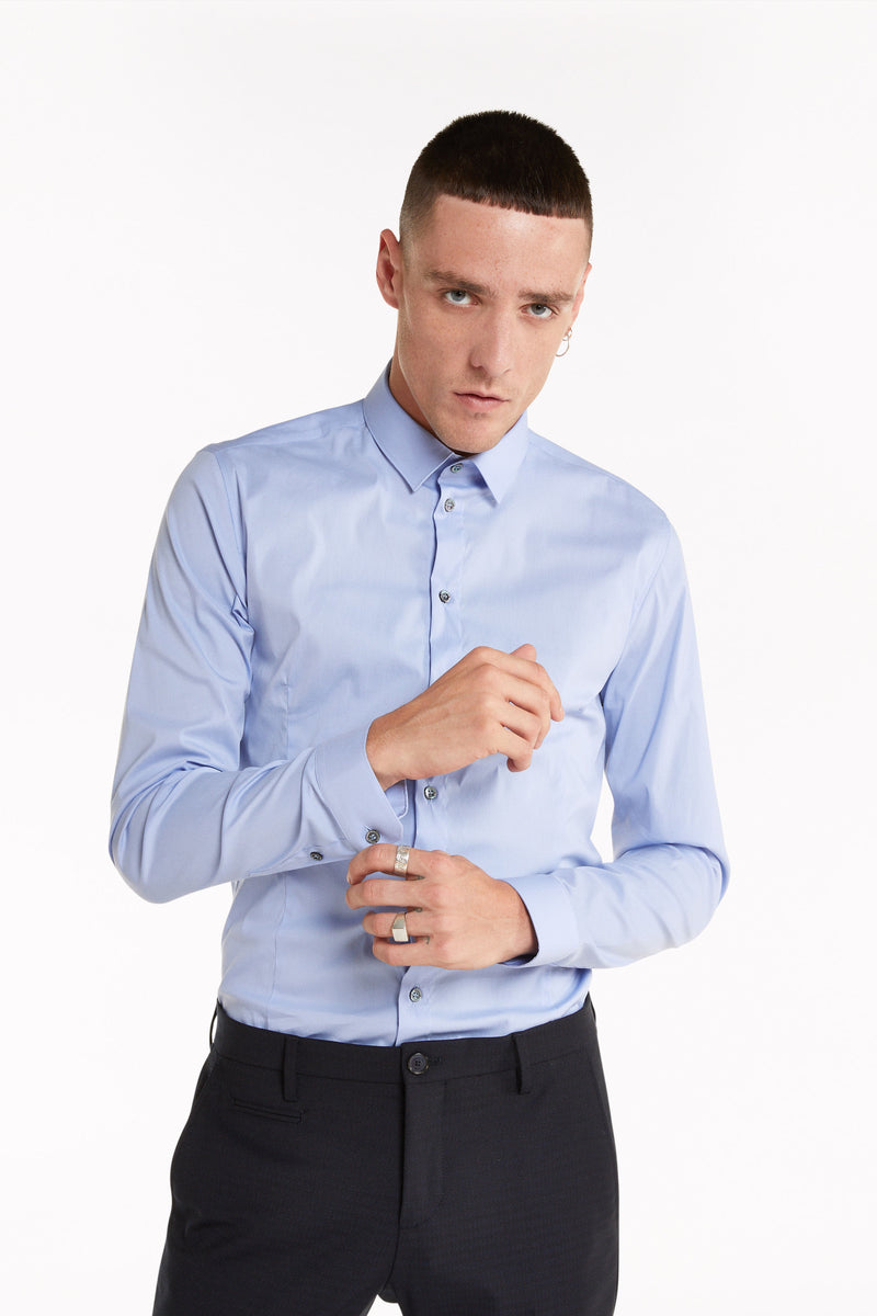 Cotton poplin shirt with stretch