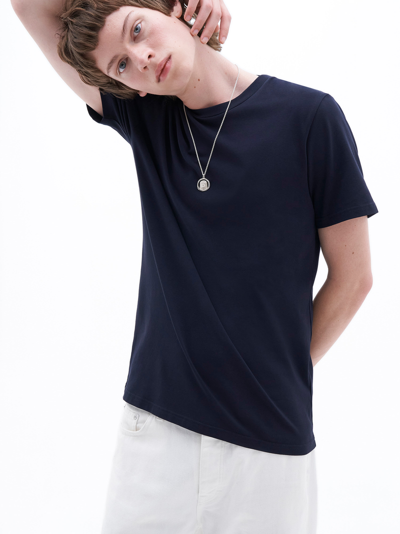 STRETCH COTTON TEE Navy