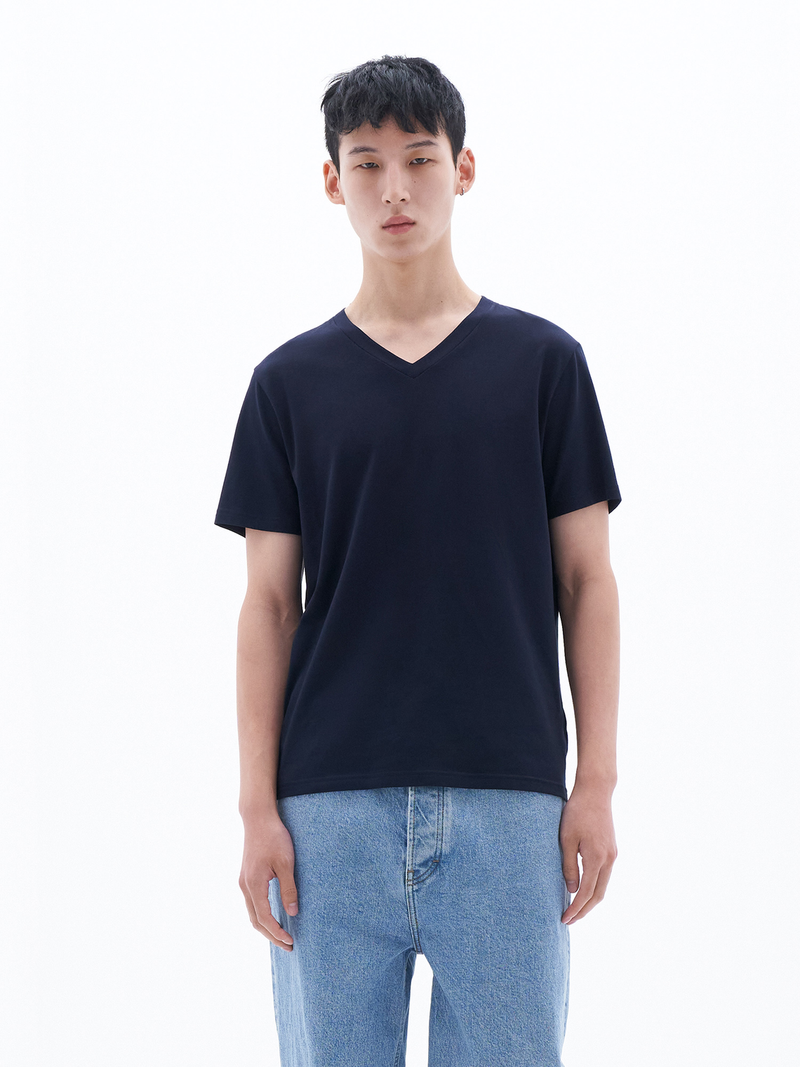 STRETCH V-NECK TEE Navy