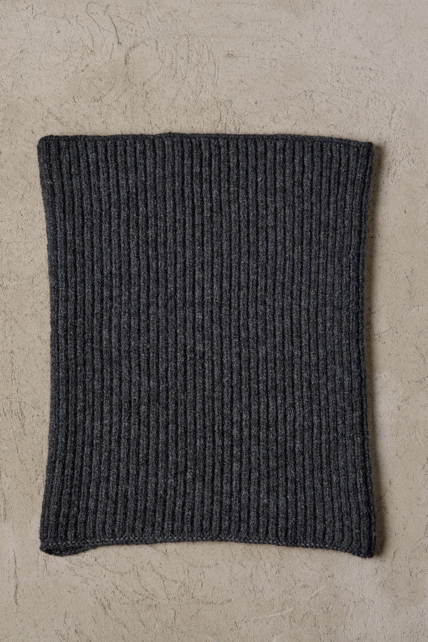 Snood in virgin wool cablé rib CHARCOAL