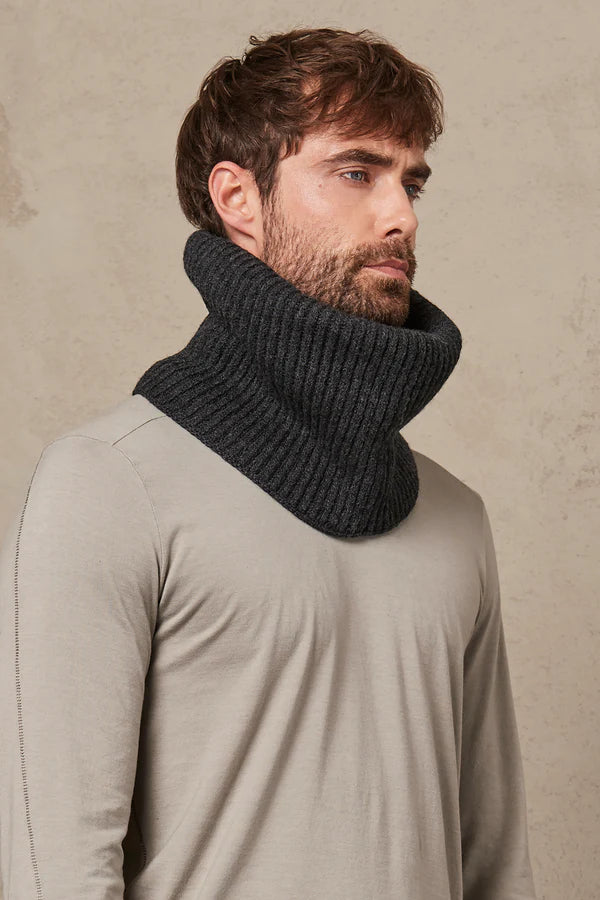 Snood in virgin wool cablé rib CHARCOAL