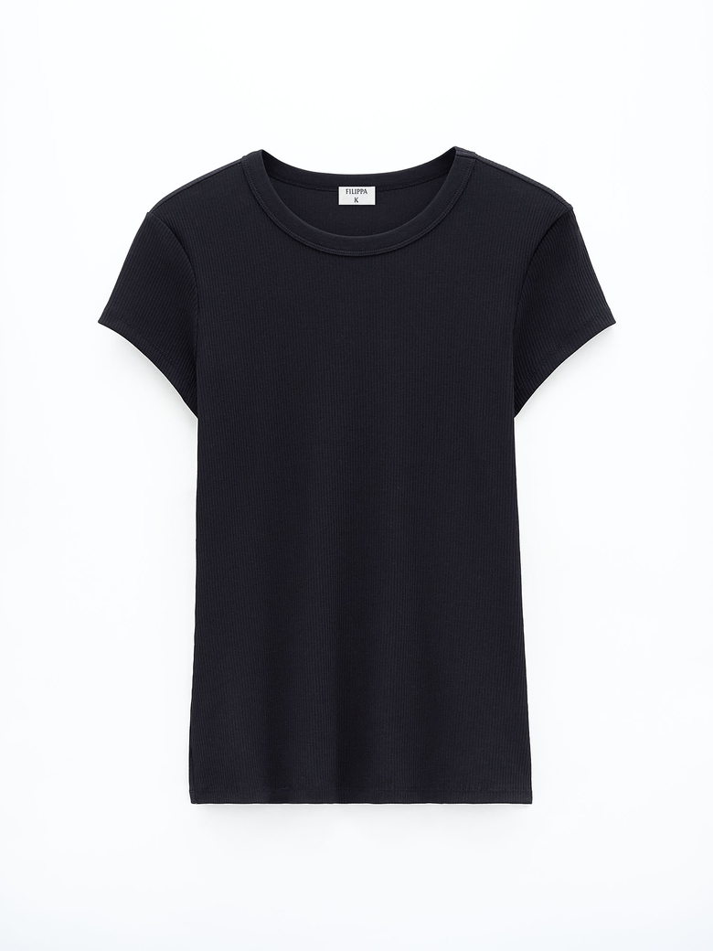 FINE RIB TEE black