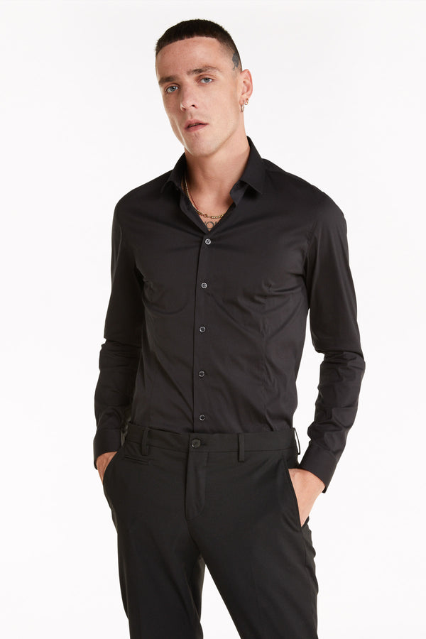 Cotton poplin shirt with stretch